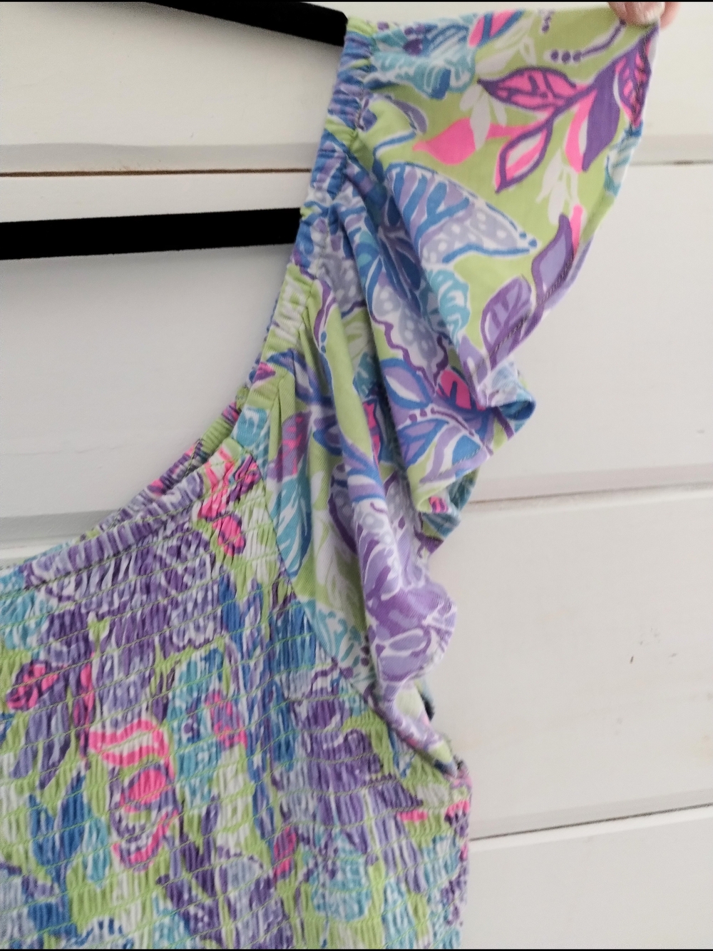 Lilly Pulitzer Jilly Smocked Midi Dress Dew Drop Stay Fly Floral L - Picture 5 of 11